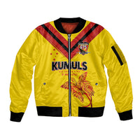 Papua New Guinea Rugby Custom Sleeve Zip Bomber Jacket Six Seven Five to The World - Melanesian Pattern