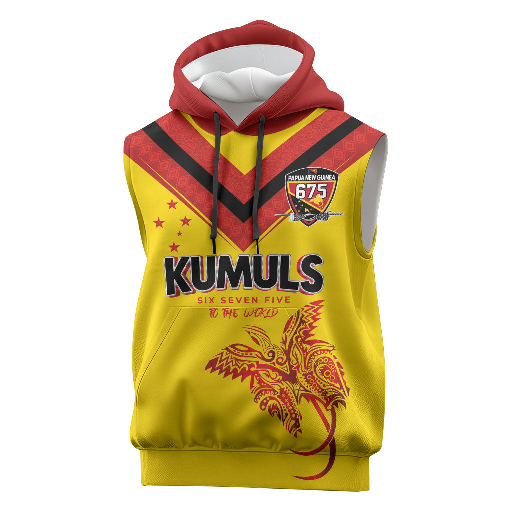 Papua New Guinea Rugby Custom Sleeveless Hoodie Six Seven Five to The World - Melanesian Pattern