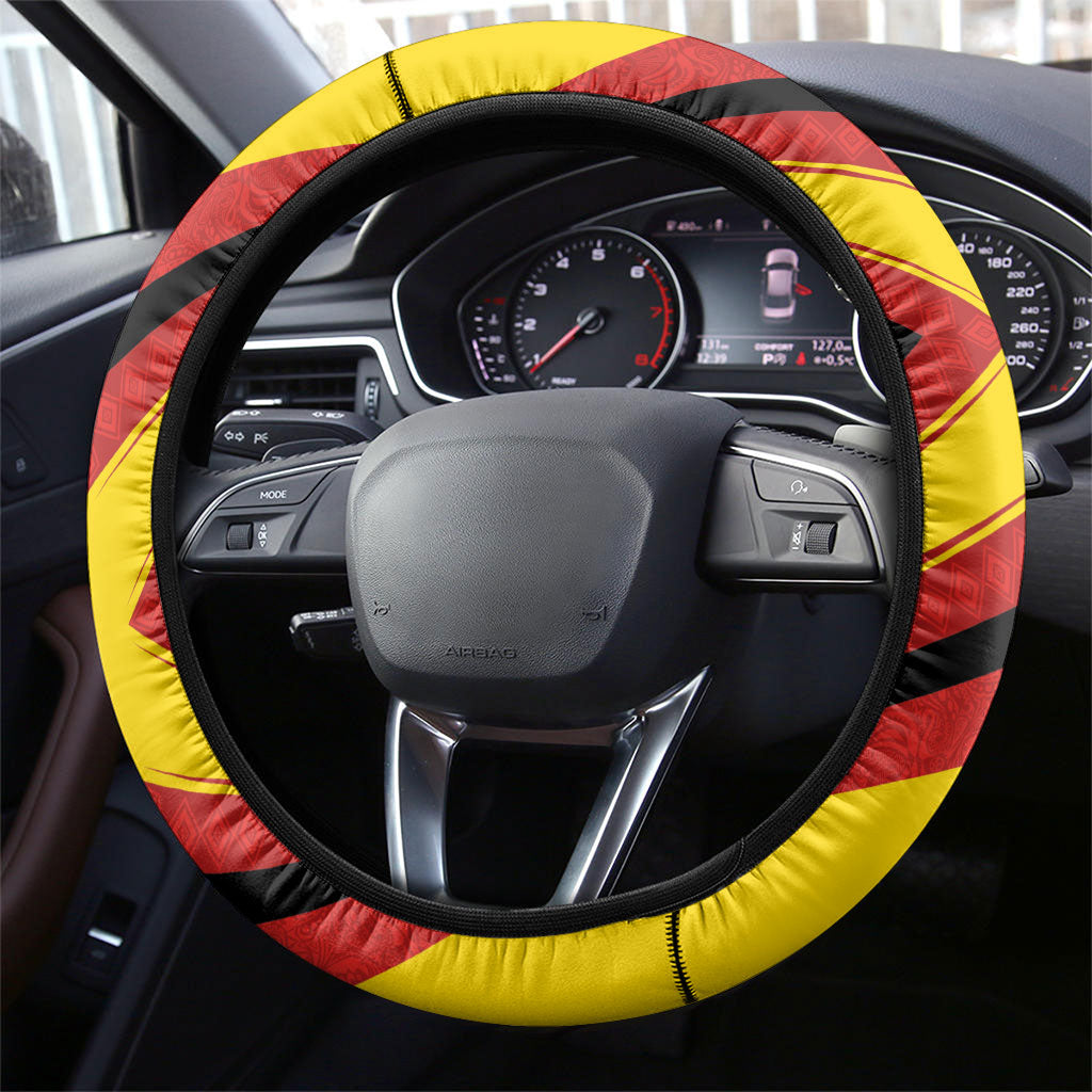 Papua New Guinea Rugby Steering Wheel Cover Six Seven Five to The World - Melanesian Pattern