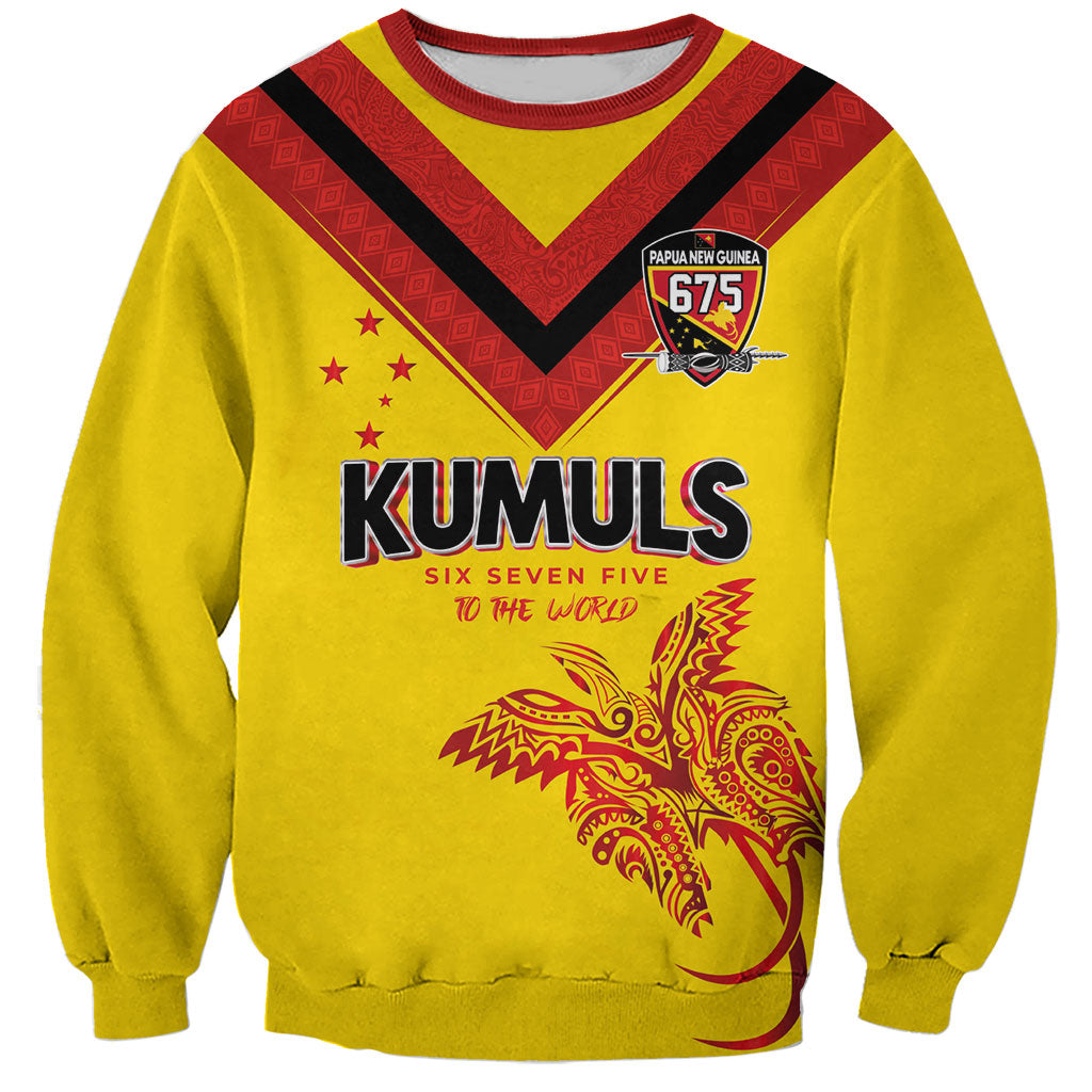 Papua New Guinea Rugby Custom Sweatshirt Six Seven Five to The World - Melanesian Pattern