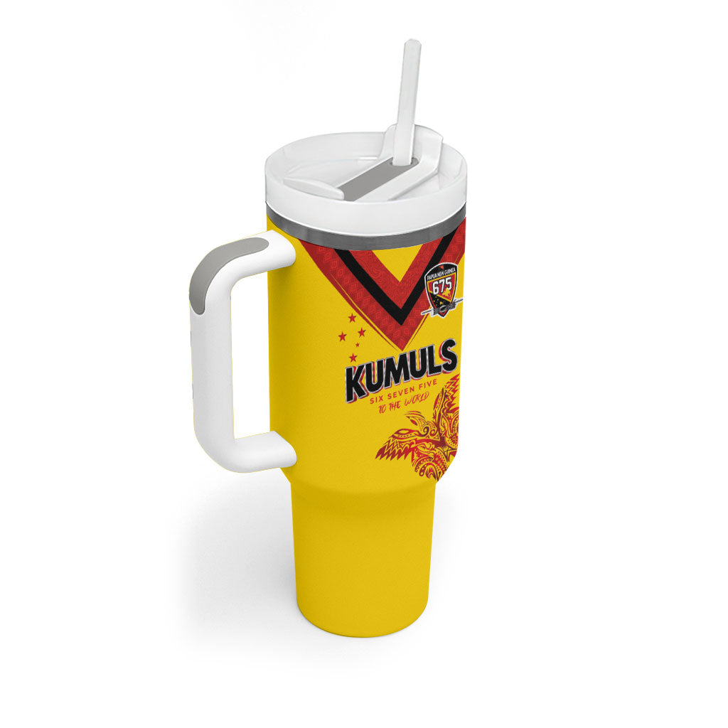 Papua New Guinea Rugby Custom Tumbler With Handle Six Seven Five to The World - Melanesian Pattern