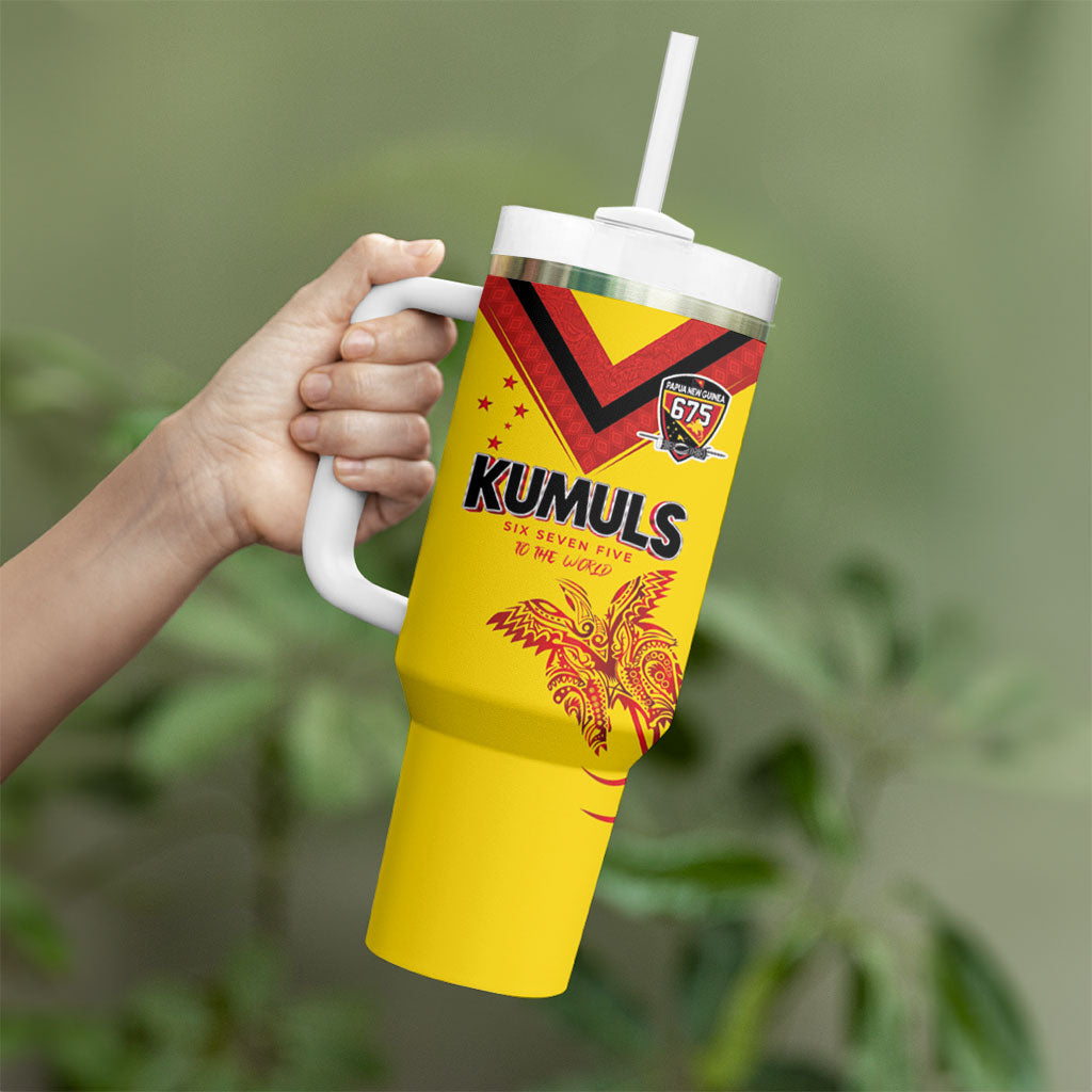 Papua New Guinea Rugby Custom Tumbler With Handle Six Seven Five to The World - Melanesian Pattern