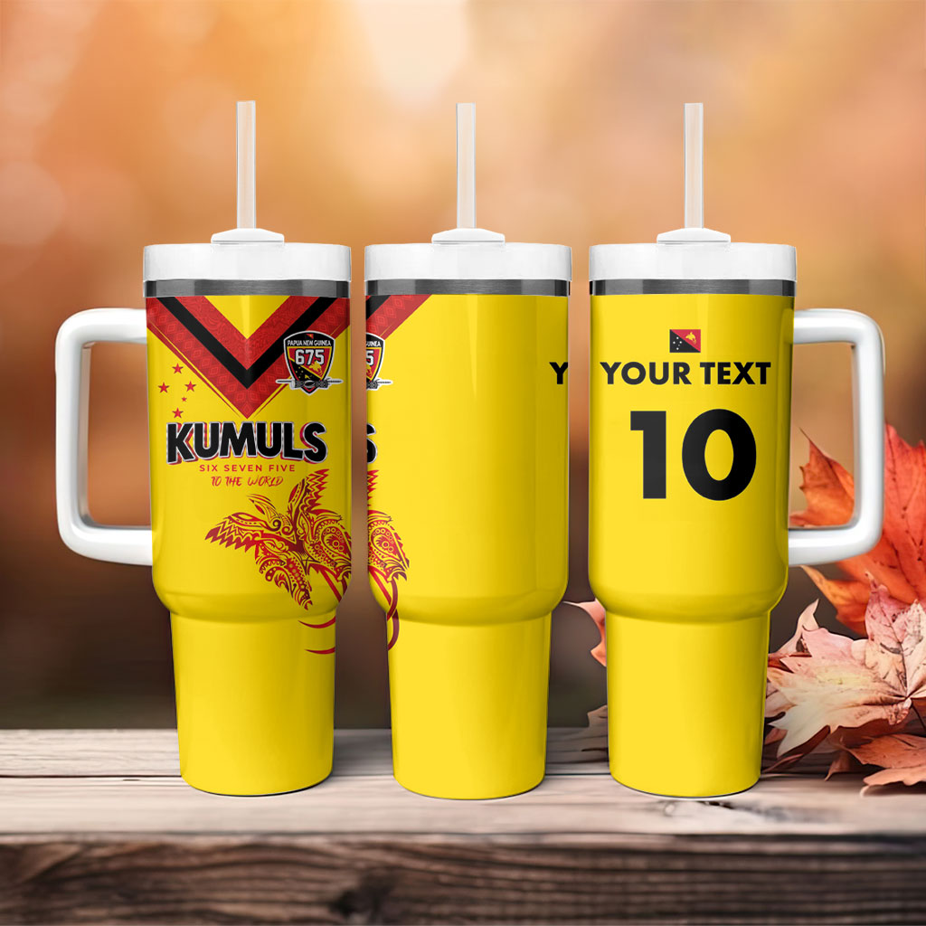 Papua New Guinea Rugby Custom Tumbler With Handle Six Seven Five to The World - Melanesian Pattern