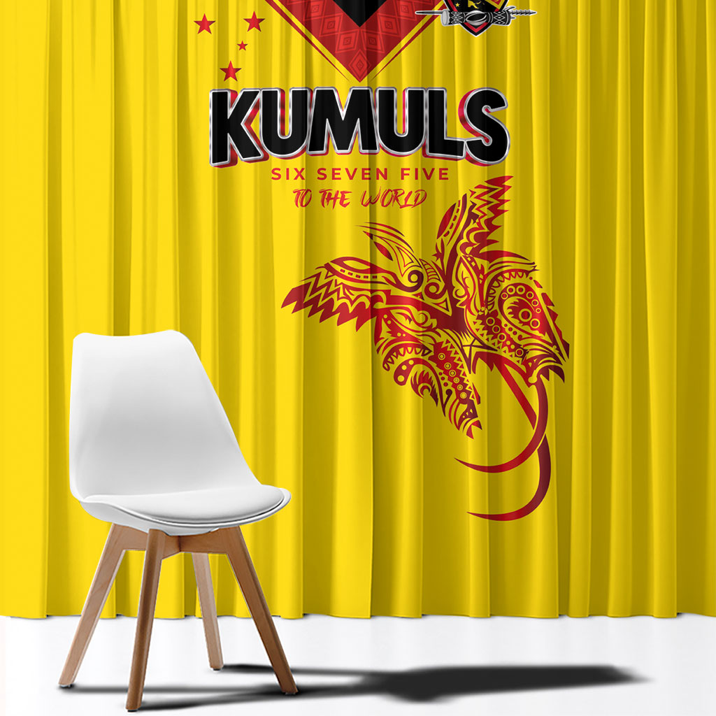 Papua New Guinea Rugby Window Curtain Six Seven Five to The World - Melanesian Pattern