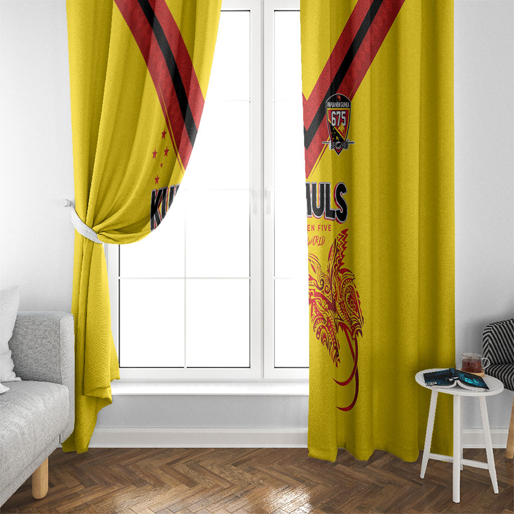Papua New Guinea Rugby Window Curtain Six Seven Five to The World - Melanesian Pattern