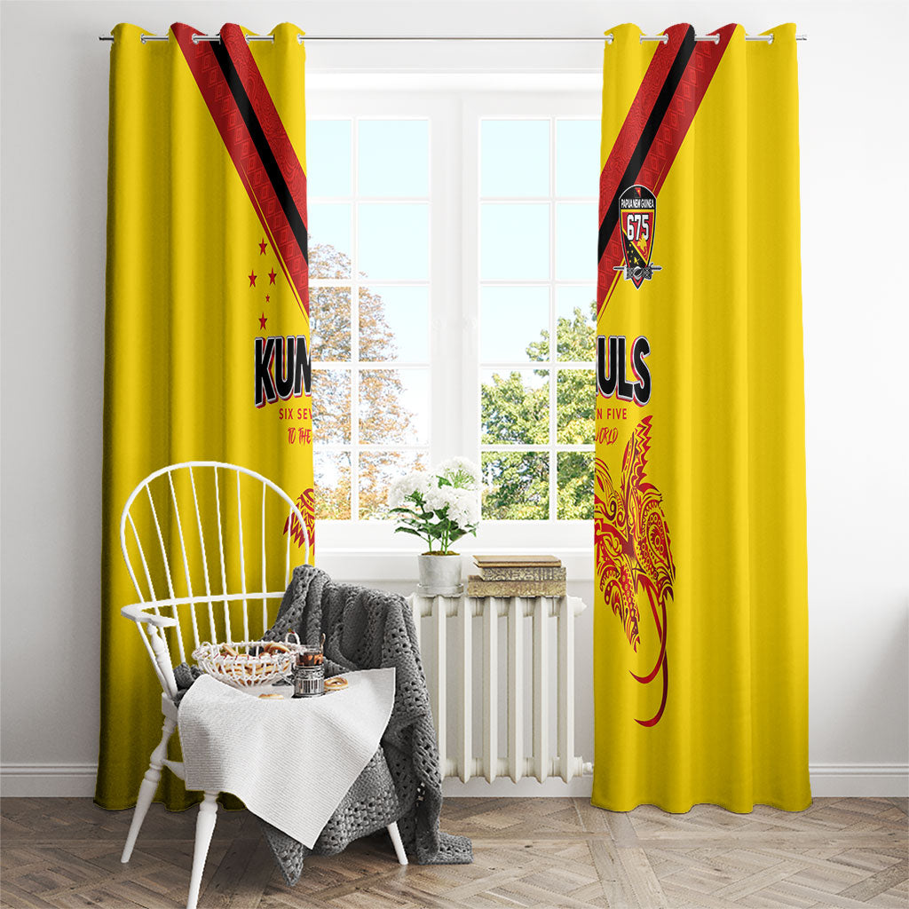 Papua New Guinea Rugby Window Curtain Six Seven Five to The World - Melanesian Pattern