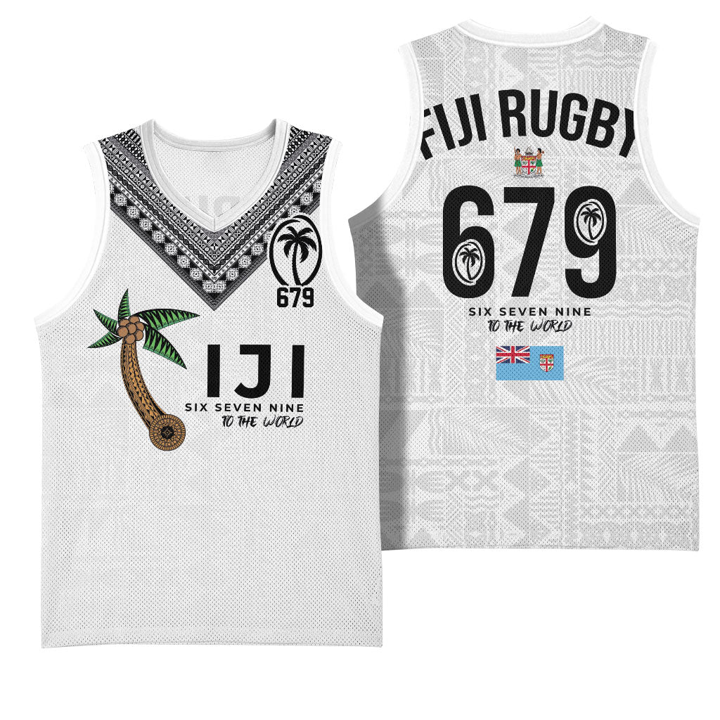 Fijian Rugby Basketball Jersey Six Seven Nine to The World - Tapa Pattern