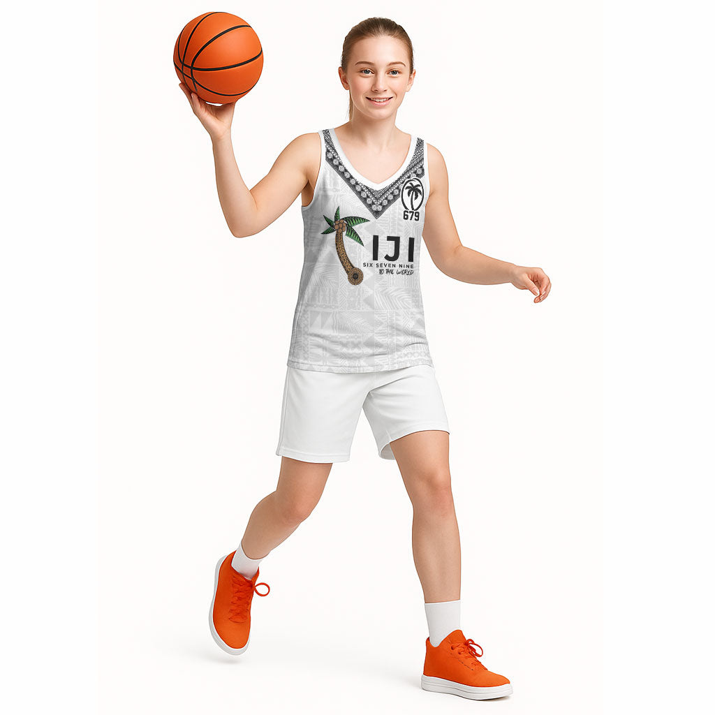 Fijian Rugby Basketball Jersey Six Seven Nine to The World - Tapa Pattern