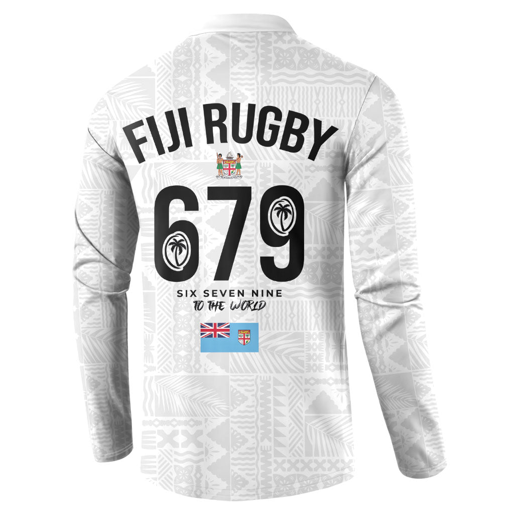 Fijian Rugby Button Sweatshirt Six Seven Nine to The World - Tapa Pattern