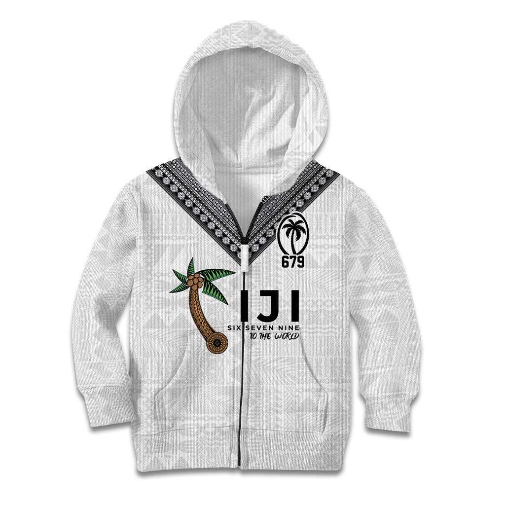 Fijian Rugby Kid Hoodie Six Seven Nine to The World - Tapa Pattern