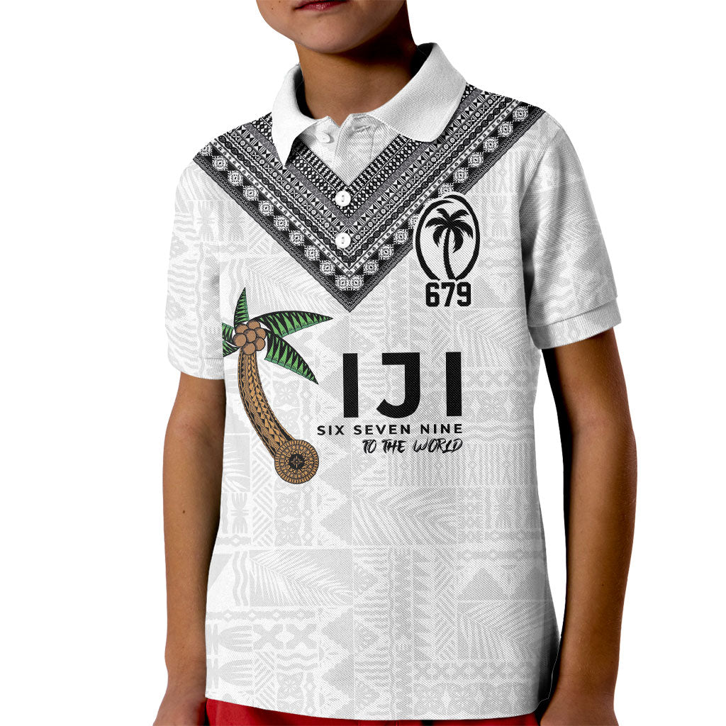 Fijian Rugby Kid Polo Shirt Six Seven Nine to The World - Tapa Pattern