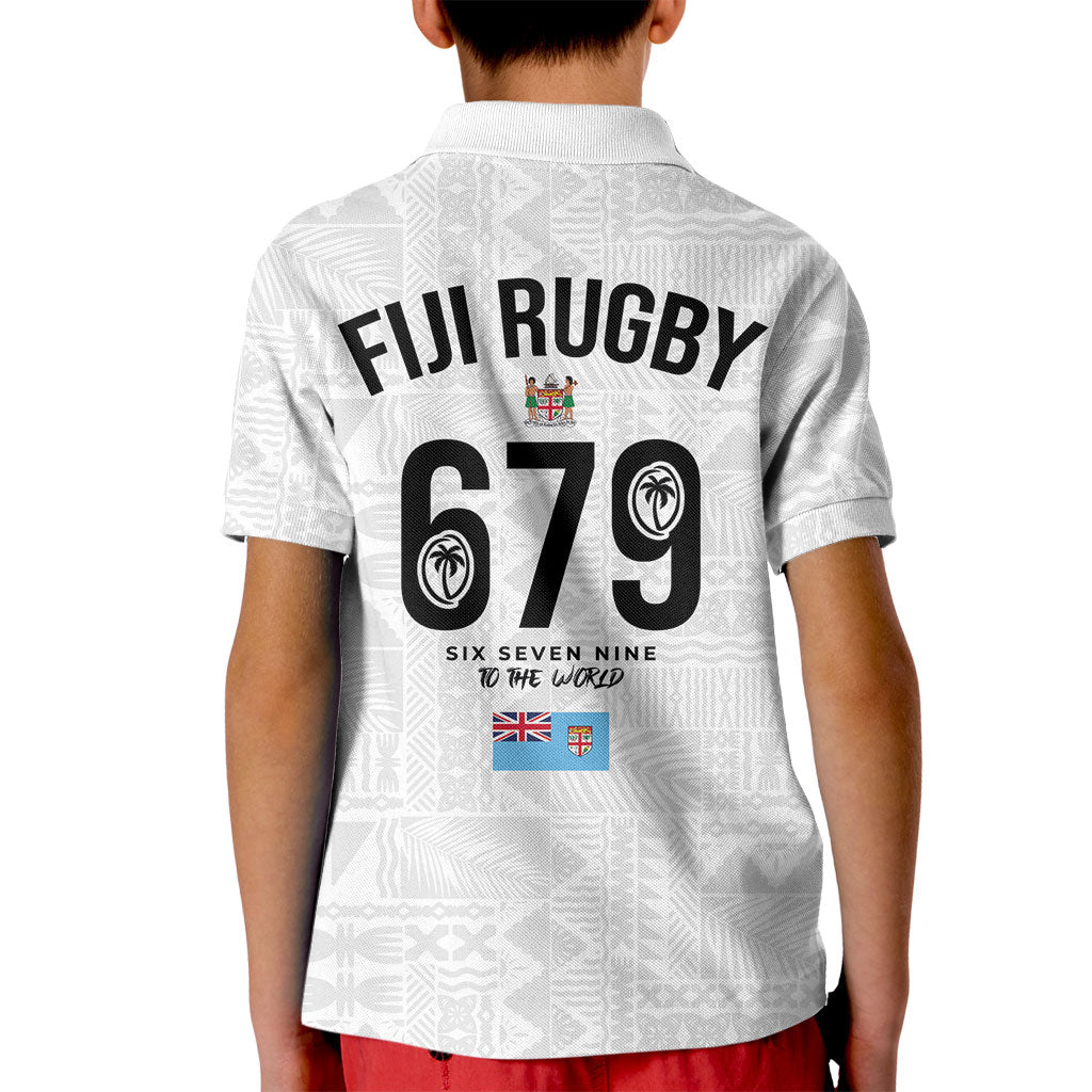 Fijian Rugby Kid Polo Shirt Six Seven Nine to The World - Tapa Pattern