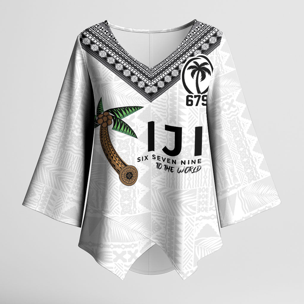 Fijian Rugby Kimono Sleeve Blouse Six Seven Nine to The World - Tapa Pattern