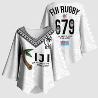 Fijian Rugby Kimono Sleeve Blouse Six Seven Nine to The World - Tapa Pattern
