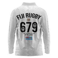 Fijian Rugby Long Sleeve Polo Shirt Six Seven Nine to The World - Tapa Pattern