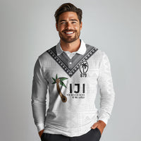 Fijian Rugby Long Sleeve Polo Shirt Six Seven Nine to The World - Tapa Pattern