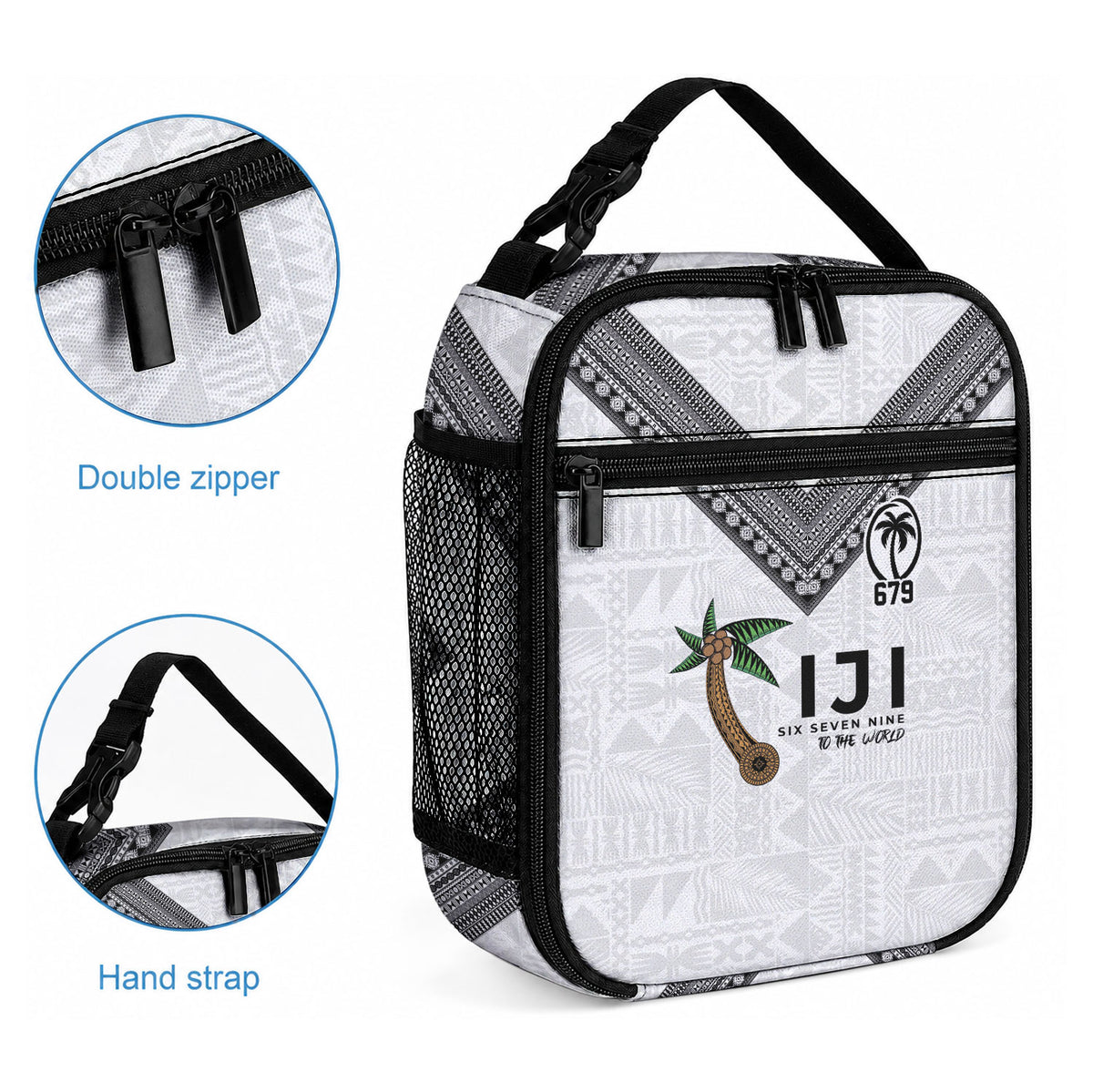 Fijian Rugby Lunch Bag Six Seven Nine to The World - Tapa Pattern