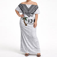 Fijian Rugby Off Shoulder Maxi Dress Six Seven Nine to The World - Tapa Pattern