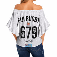 Fijian Rugby Off Shoulder Wrap Waist Top Six Seven Nine to The World - Tapa Pattern
