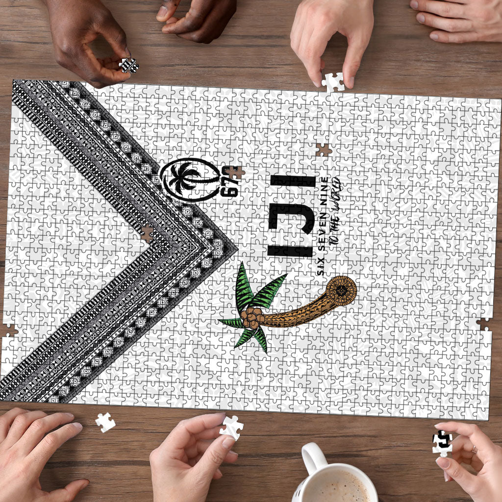 Fijian Rugby Puzzle Six Seven Nine to The World - Tapa Pattern