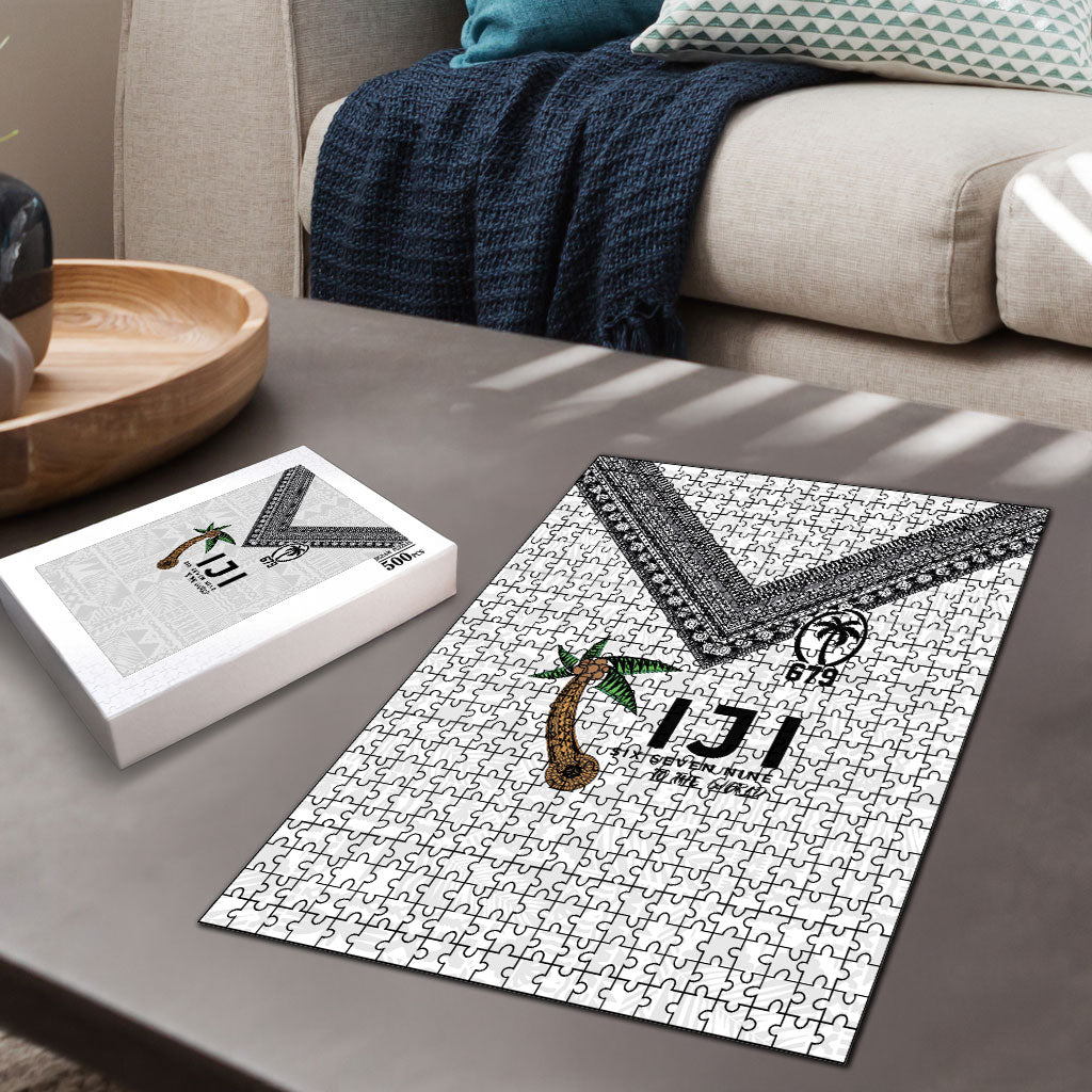 Fijian Rugby Puzzle Six Seven Nine to The World - Tapa Pattern