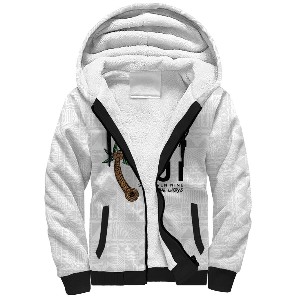 Fijian Rugby Sherpa Hoodie Six Seven Nine to The World - Tapa Pattern