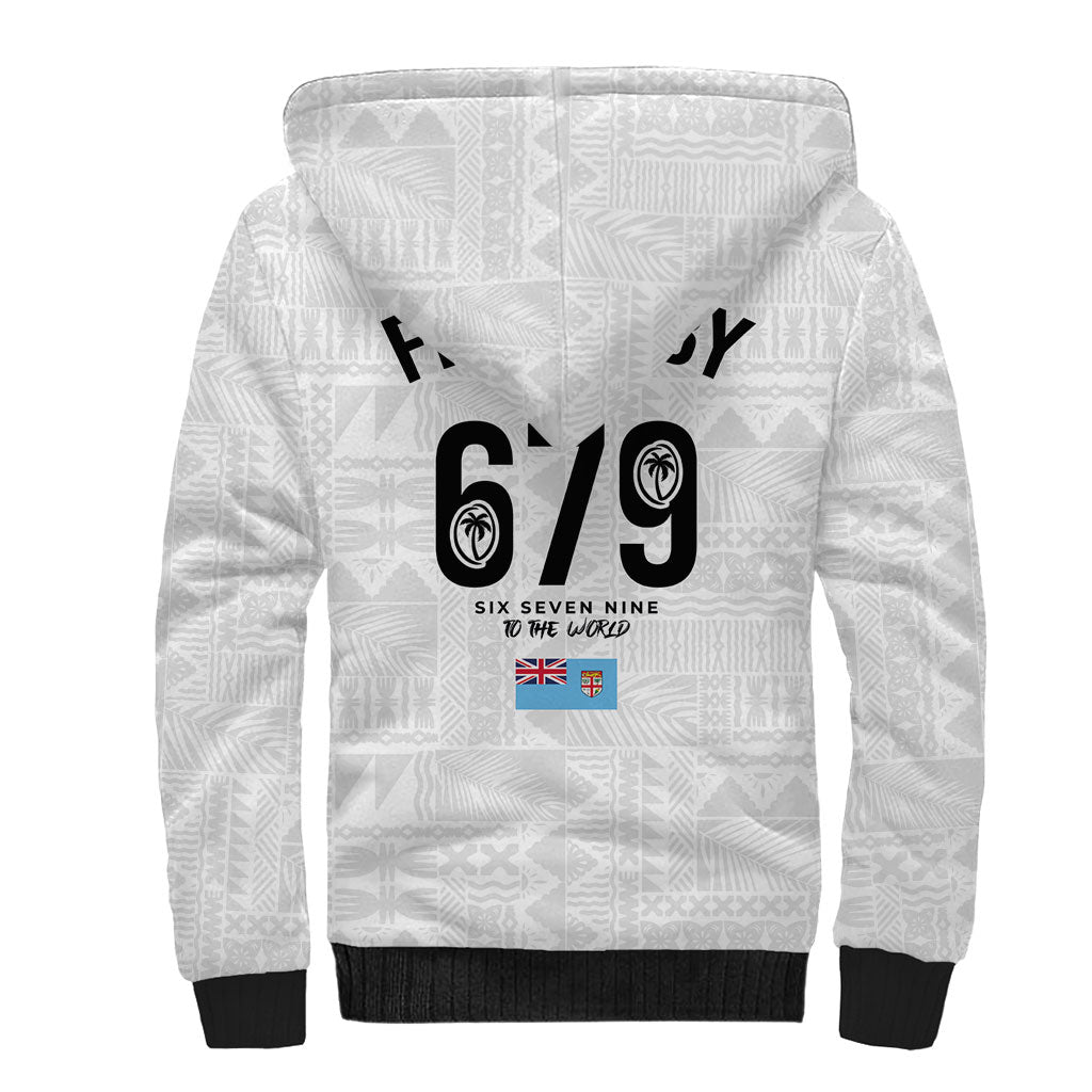 Fijian Rugby Sherpa Hoodie Six Seven Nine to The World - Tapa Pattern