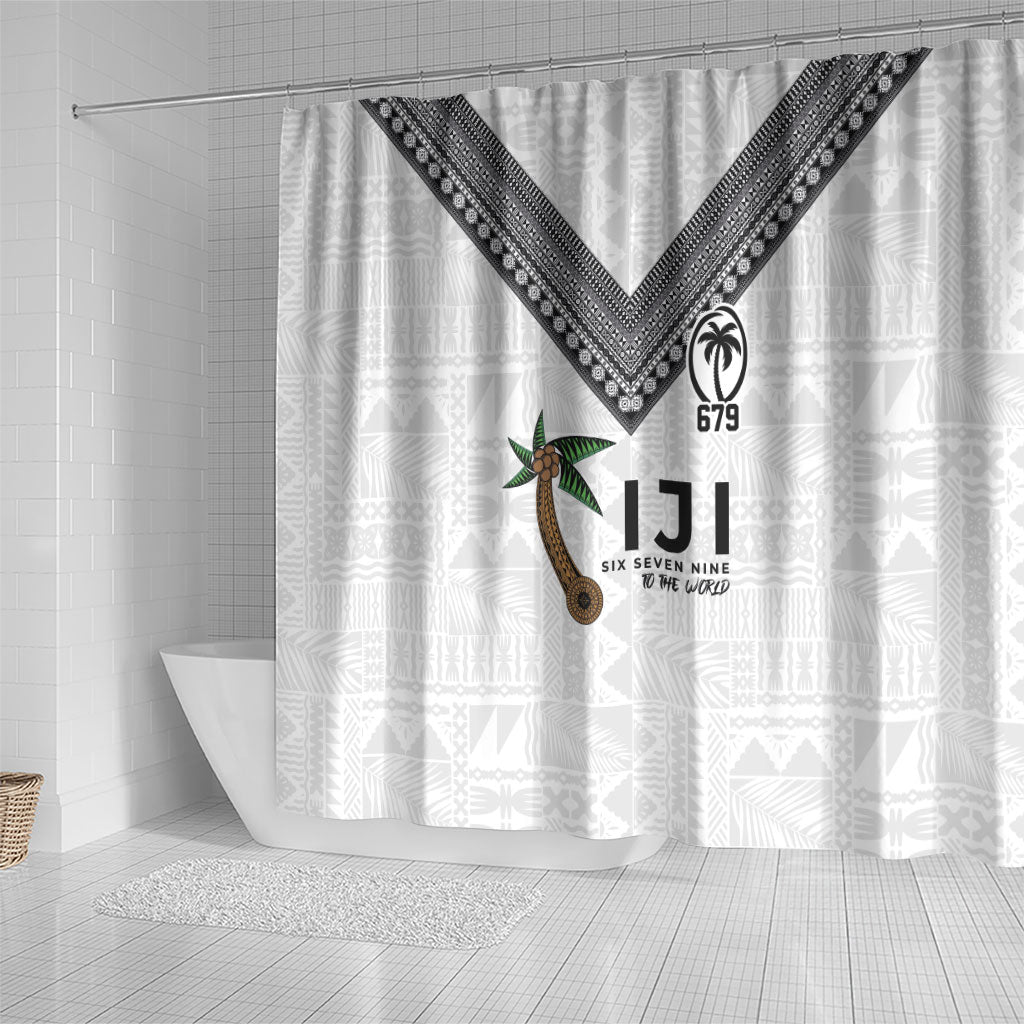 Fijian Rugby Shower Curtain Six Seven Nine to The World - Tapa Pattern