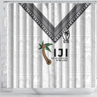 Fijian Rugby Shower Curtain Six Seven Nine to The World - Tapa Pattern