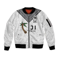 Fijian Rugby Sleeve Zip Bomber Jacket Six Seven Nine to The World - Tapa Pattern