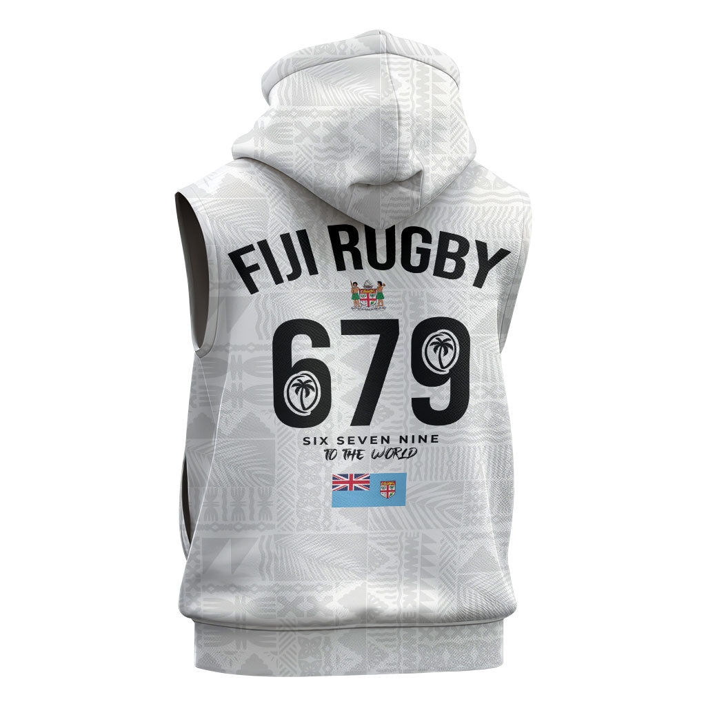 Fijian Rugby Sleeveless Hoodie Six Seven Nine to The World - Tapa Pattern