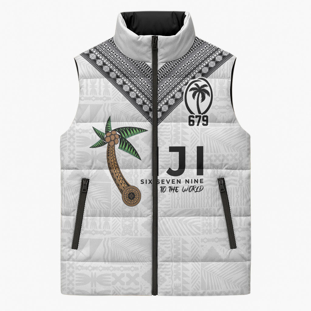 Fijian Rugby Sleeveless Puffer Jacket Six Seven Nine to The World - Tapa Pattern