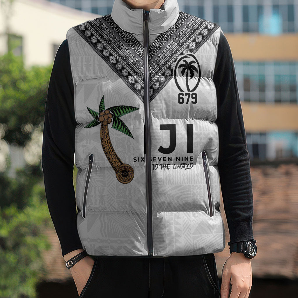 Fijian Rugby Sleeveless Puffer Jacket Six Seven Nine to The World - Tapa Pattern