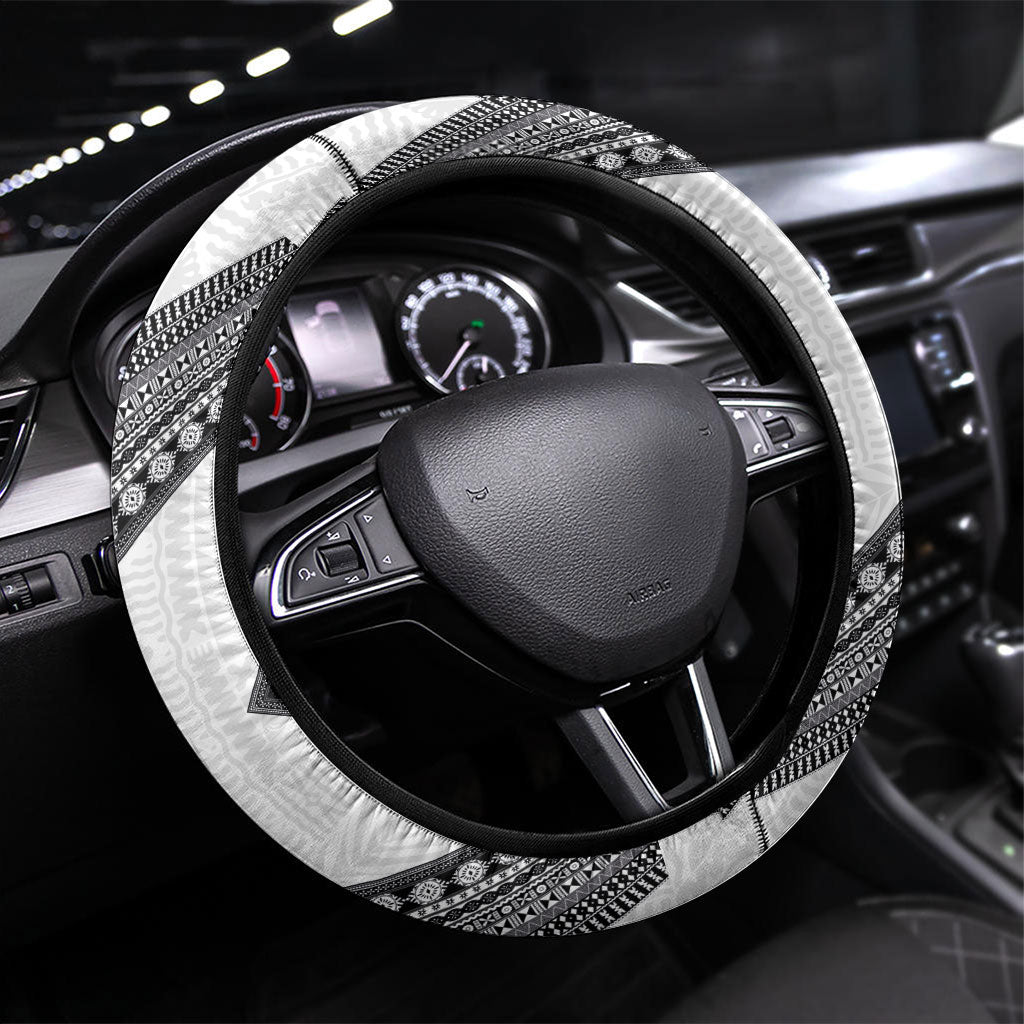 Fijian Rugby Steering Wheel Cover Six Seven Nine to The World - Tapa Pattern