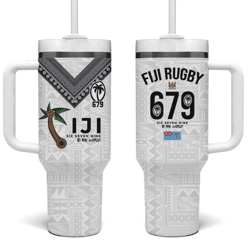 Fijian Rugby Tumbler With Handle Six Seven Nine to The World - Tapa Pattern