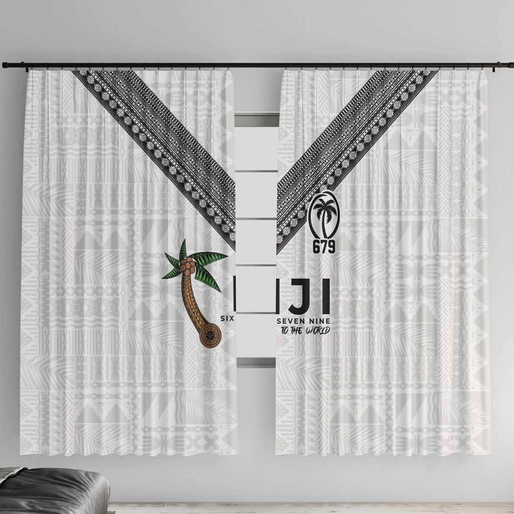 Fijian Rugby Window Curtain Six Seven Nine to The World - Tapa Pattern