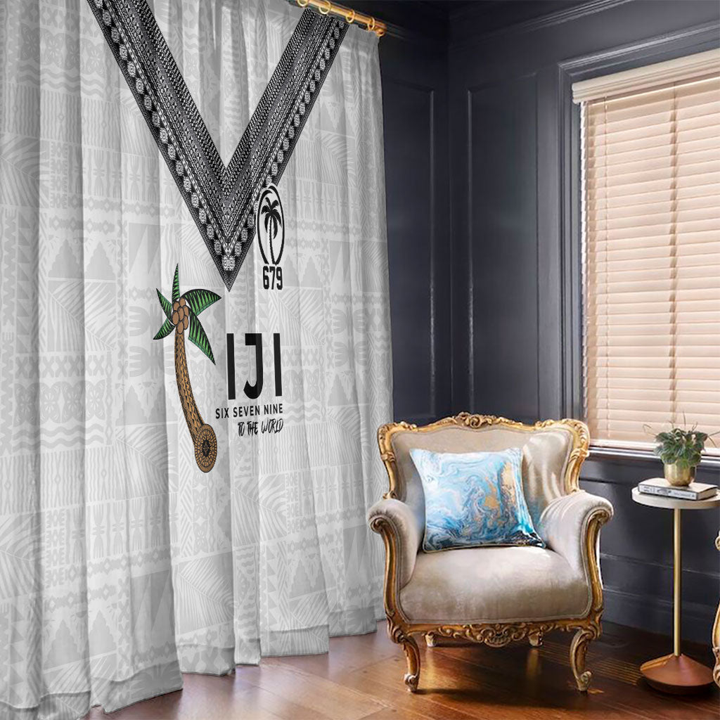 Fijian Rugby Window Curtain Six Seven Nine to The World - Tapa Pattern