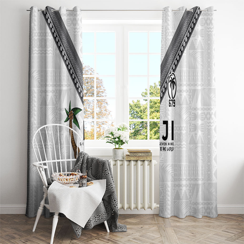 Fijian Rugby Window Curtain Six Seven Nine to The World - Tapa Pattern
