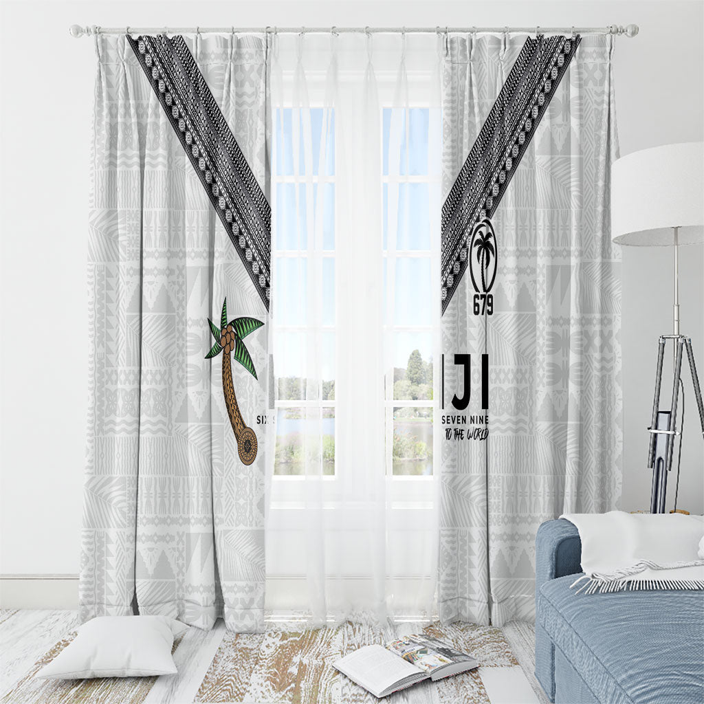 Fijian Rugby Window Curtain Six Seven Nine to The World - Tapa Pattern