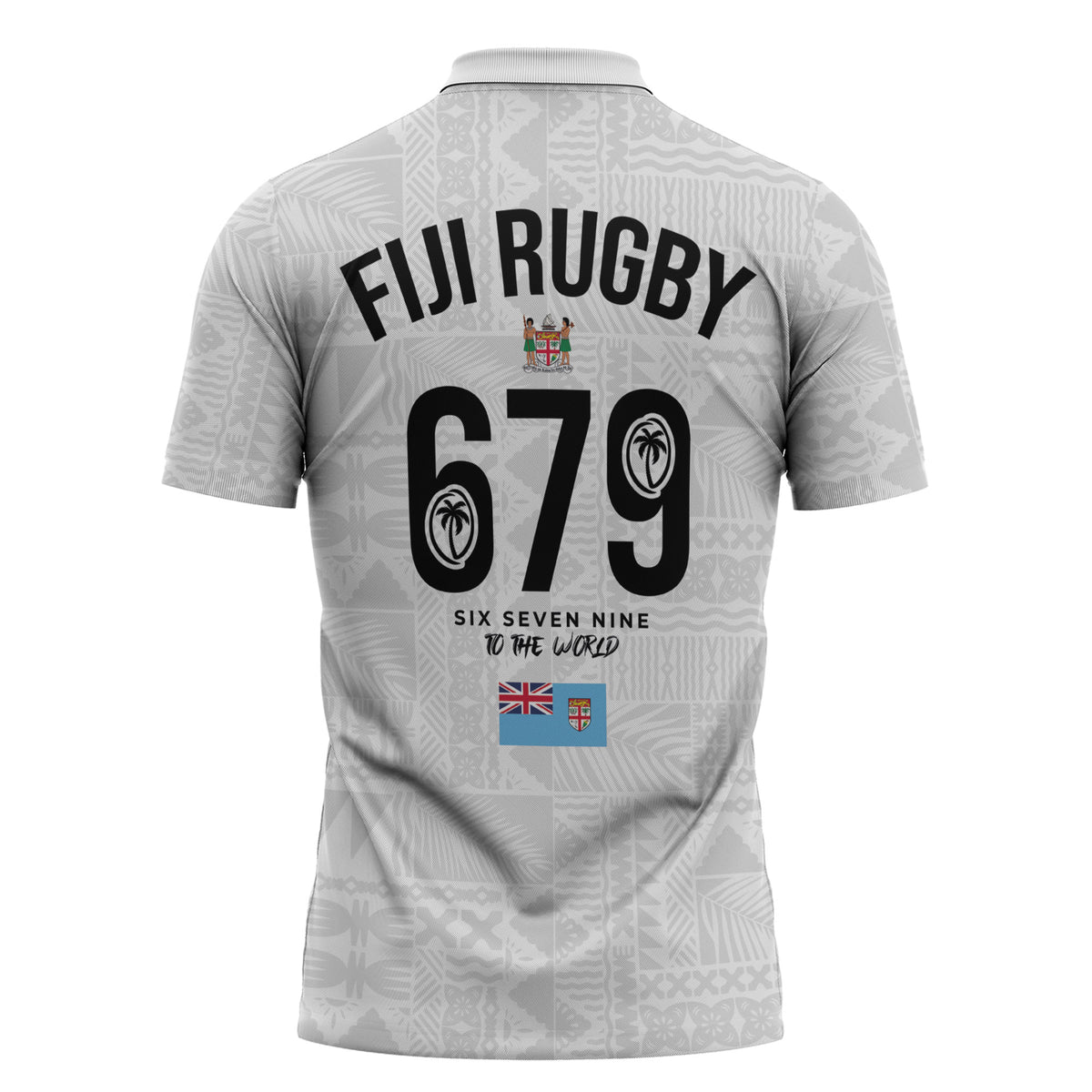 Fijian Rugby Zipper Polo Shirt Six Seven Nine to The World - Tapa Pattern