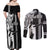 Custom Hawaii Lanai Island Couples Matching Off Shoulder Maxi Dress and Long Sleeve Button Shirts Hawaiian King and Kakau Symbols Abstract Shoulder Tattoo LT03 - Polynesian Pride