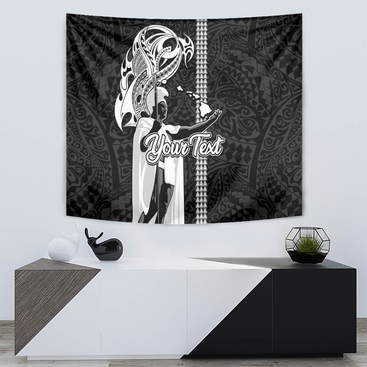 Custom Hawaii Lanai Island Tapestry Hawaiian King and Kakau Symbols Abstract Shoulder Tattoo LT03 - Polynesian Pride
