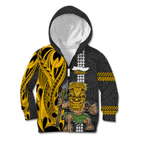 Hawaii Molokai Island Kid Hoodie Hawaiian Warrior and Kakau Symbols Abstract Tattoo LT03 - Polynesian Pride