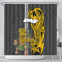 Hawaii Molokai Island Shower Curtain Hawaiian Warrior and Kakau Symbols Abstract Tattoo LT03 - Polynesian Pride