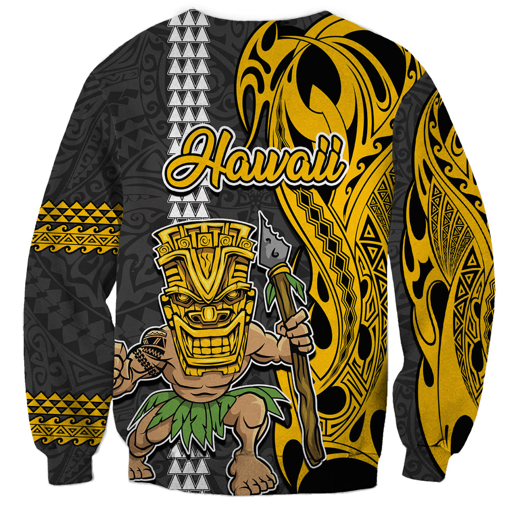 Hawaii Molokai Island Sweatshirt Hawaiian Warrior and Kakau Symbols Abstract Tattoo LT03 - Polynesian Pride