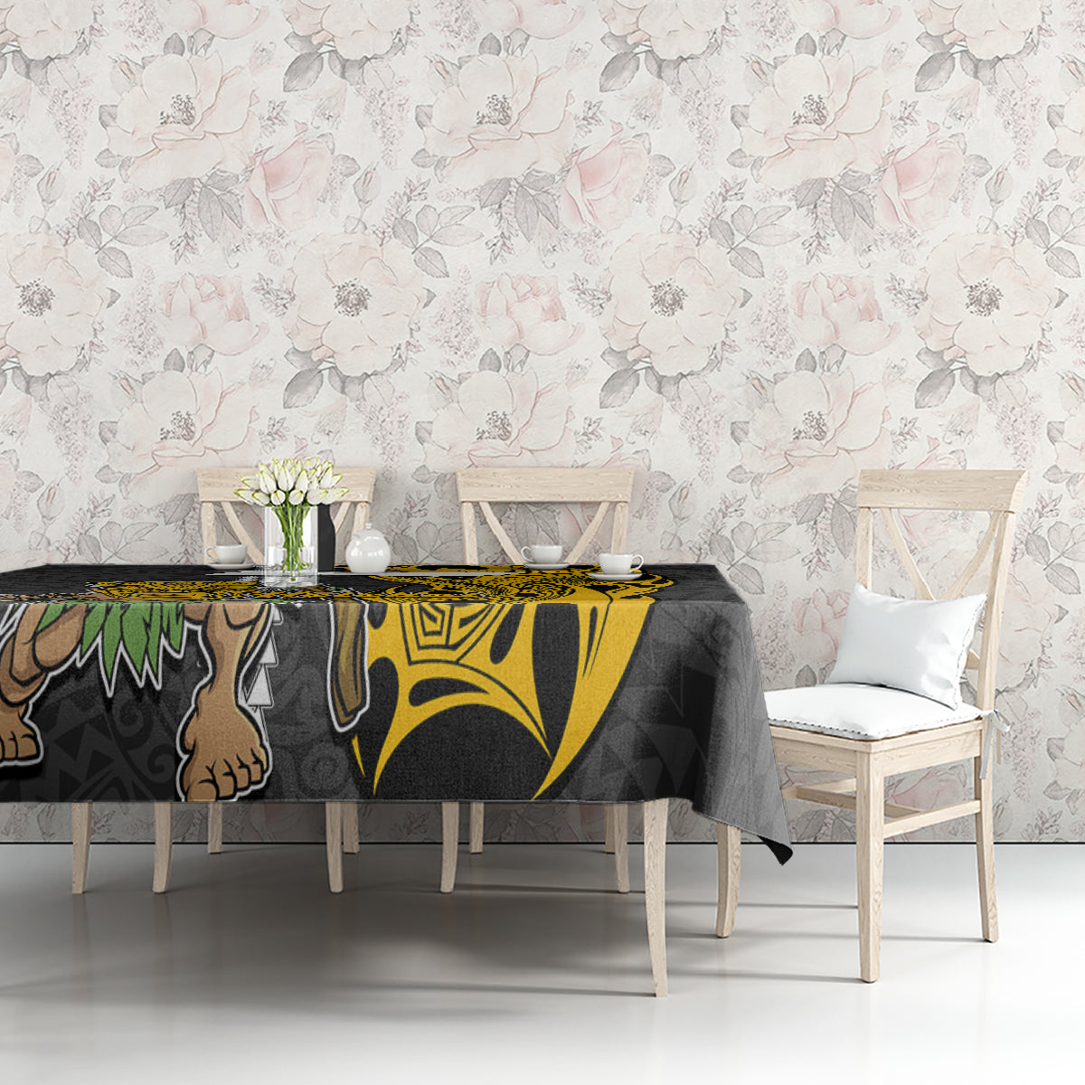 Hawaii Molokai Island Tablecloth Hawaiian Warrior and Kakau Symbols Abstract Tattoo LT03 - Polynesian Pride