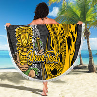 Custom Hawaii Molokai Island Beach Blanket Hawaiian Warrior and Kakau Symbols Abstract Tattoo LT03 - Wonder Print Shop