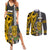 Custom Hawaii Molokai Island Couples Matching Summer Maxi Dress and Long Sleeve Button Shirts Hawaiian Warrior and Kakau Symbols Abstract Tattoo LT03 Yellow - Polynesian Pride