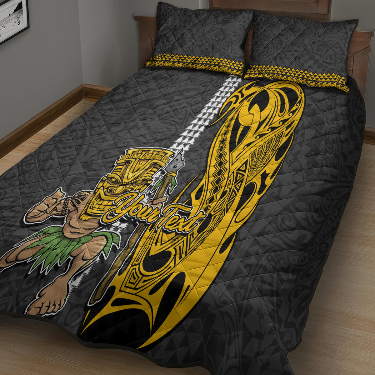Custom Hawaii Molokai Island Quilt Bed Set Hawaiian Warrior and Kakau Symbols Abstract Tattoo LT03 - Polynesian Pride