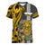 Custom Hawaii Molokai Island Women V Neck T Shirt Hawaiian Warrior and Kakau Symbols Abstract Tattoo LT03 Female Yellow - Polynesian Pride